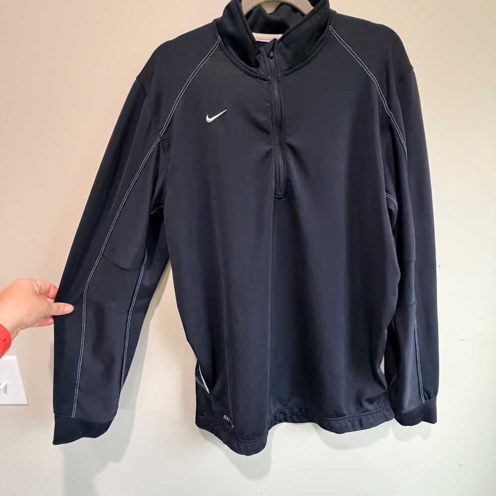 Nike Dri Fit Quarter Zip Pullover Mens Medium Black Stretch Gorpcore Minimalist